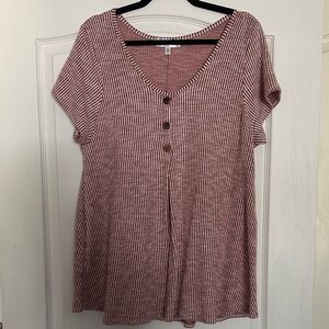 Star Vixen Women’s Plus 2X Striped Button-Front Top